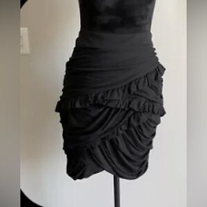 Really flattering! Anthropologie Leifsdottir Black Ruffled Ruched Skirt Sz 8
